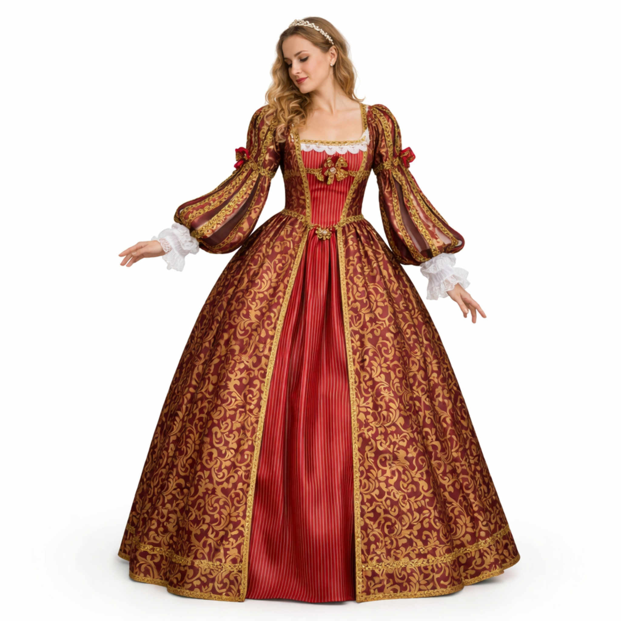Burgundy Renaissance Dress - Fantasy Ball Gown, Medieval Dress, Tudor Costume
