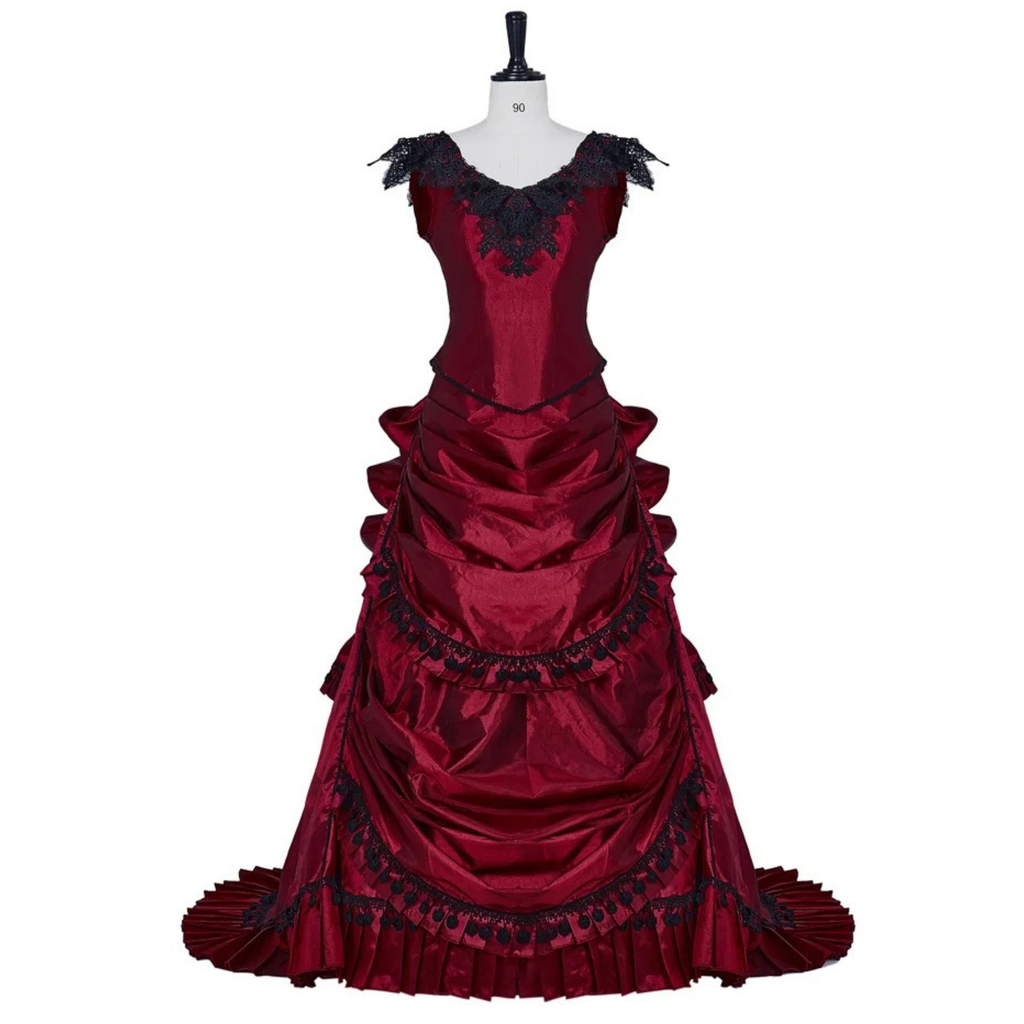 Burgundy Victorian Ball Gown - Gothic Fantasy Dress, Vampire Costume