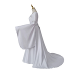 White Elvish Wedding Dress - Fantasy Gown, Medieval Renaissance Dress, Bell Sleeve Corset Back