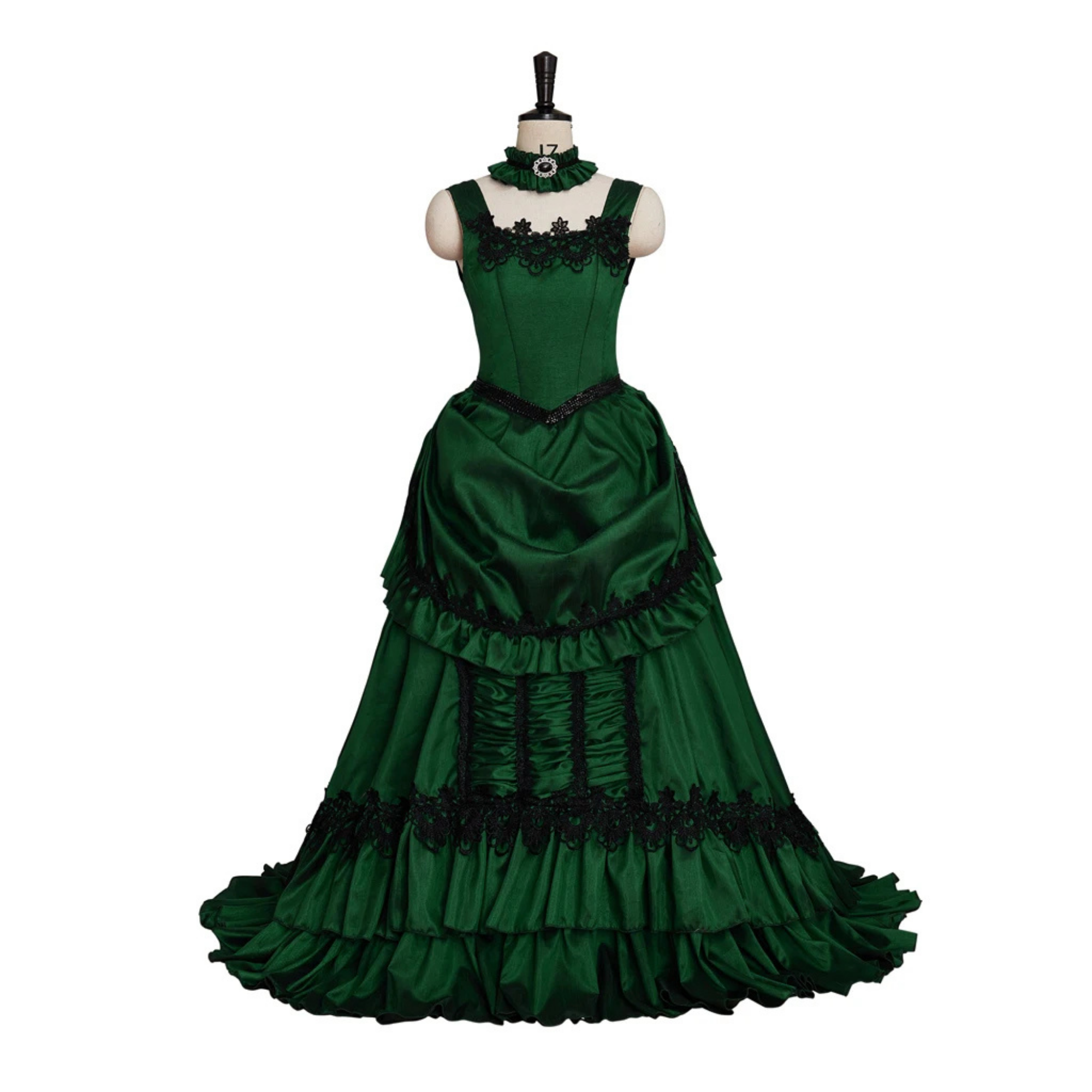 Emerald Green Victorian Dress - Corset Bustle Ball Gown, Fantasy Renaissance Gown