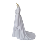 White Elvish Wedding Dress - Fantasy Gown, Medieval Renaissance Dress, Bell Sleeve Corset Back