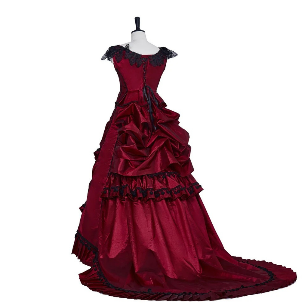 Burgundy Victorian Ball Gown - Gothic Fantasy Dress, Vampire Costume