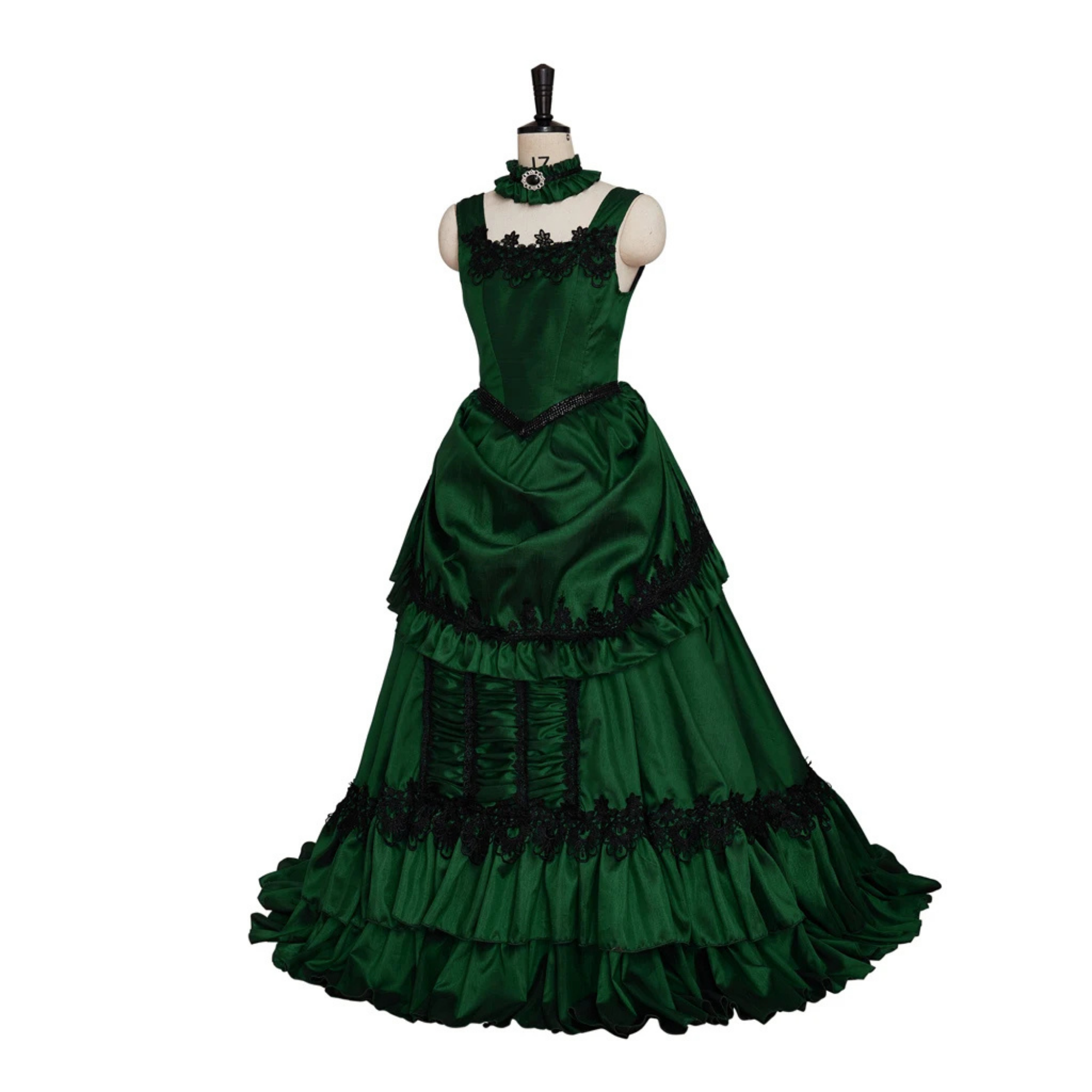 Emerald Green Victorian Dress - Corset Bustle Ball Gown, Fantasy Renaissance Gown