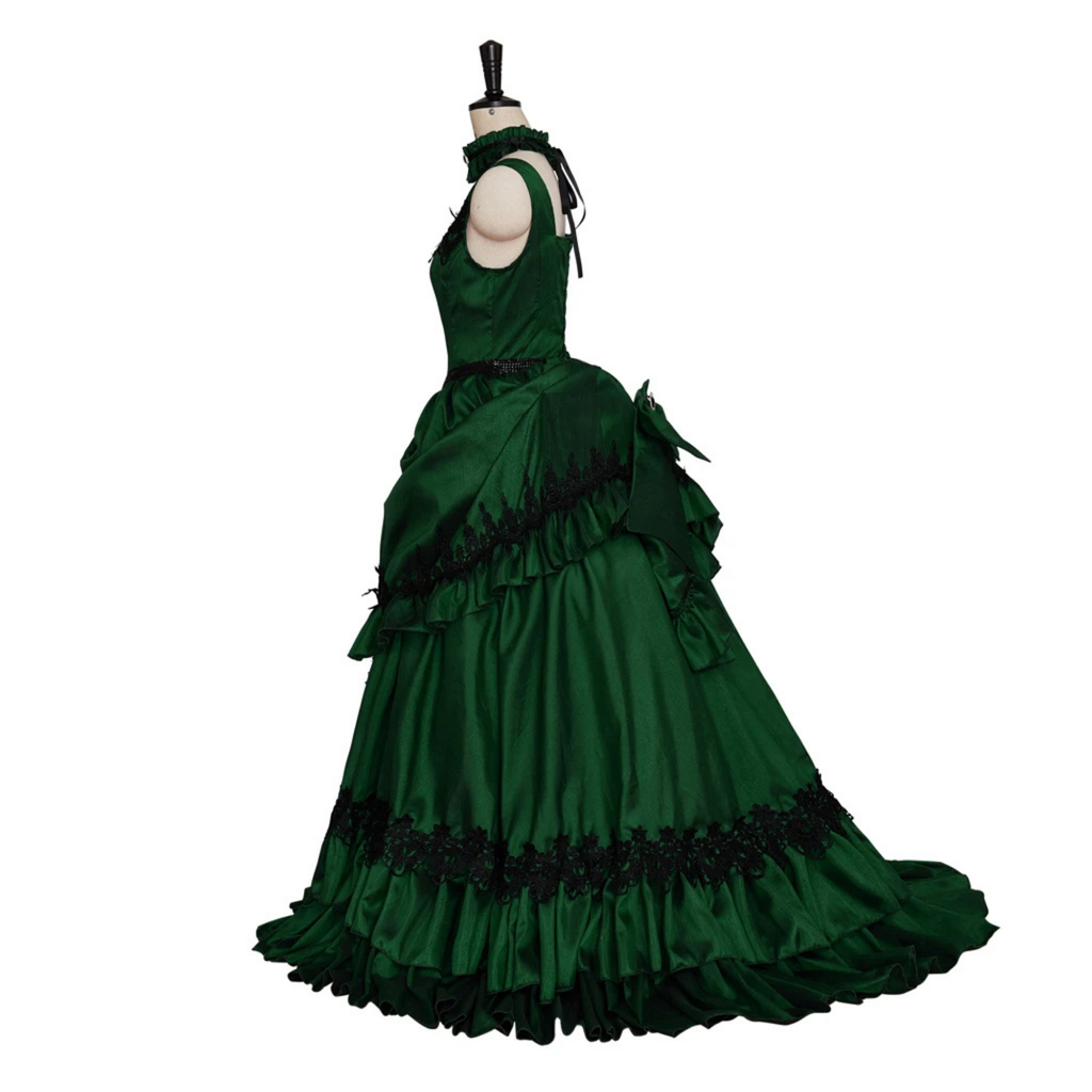Emerald Green Victorian Dress - Corset Bustle Ball Gown, Fantasy Renaissance Gown