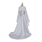 White Elvish Wedding Dress - Fantasy Gown, Medieval Renaissance Dress, Bell Sleeve Corset Back