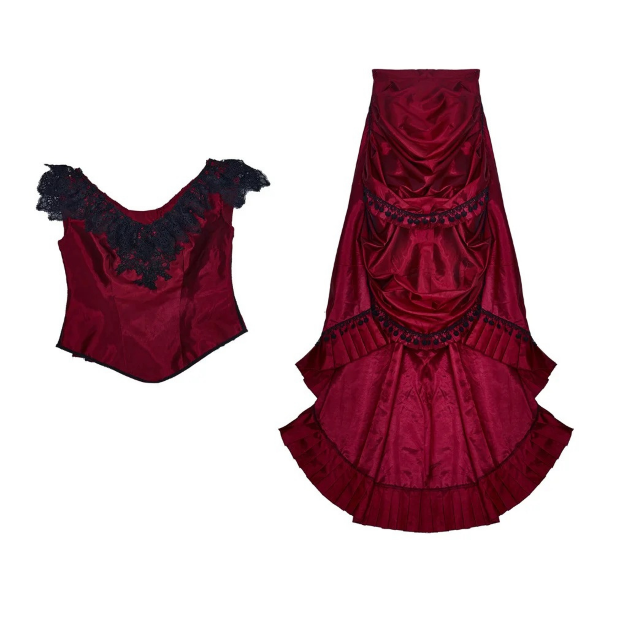 Burgundy Victorian Ball Gown - Gothic Fantasy Dress, Vampire Costume