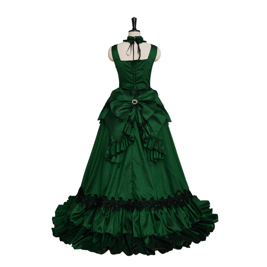 Emerald Green Victorian Dress - Corset Bustle Ball Gown, Fantasy Renaissance Gown